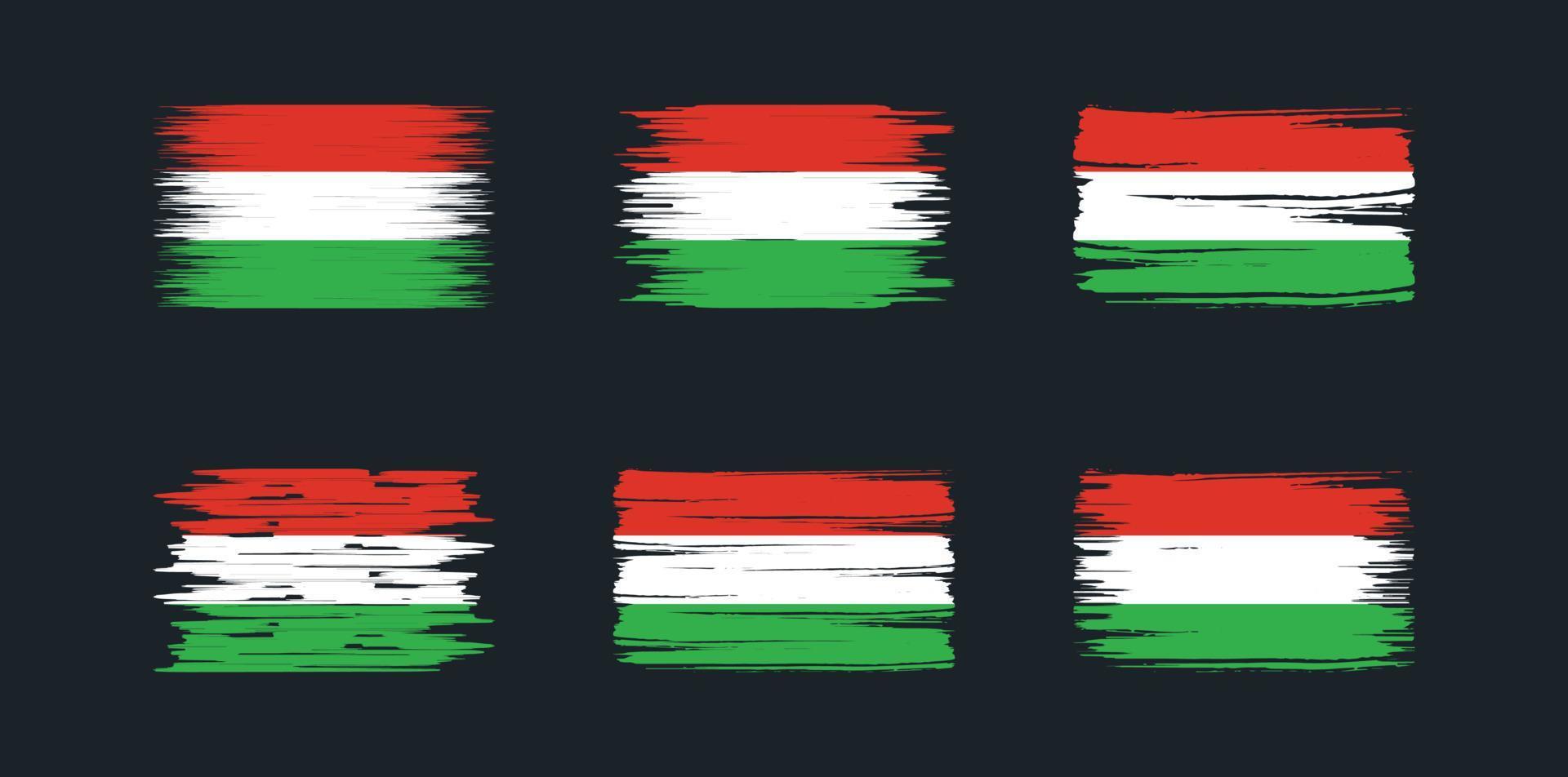 colección de pinceles de bandera de hungría. bandera nacional vector