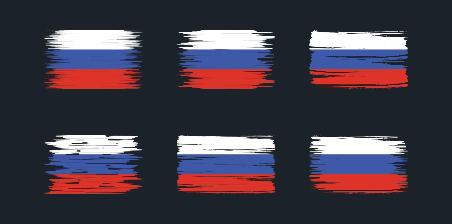 colección de pinceles de bandera de rusia. bandera nacional vector