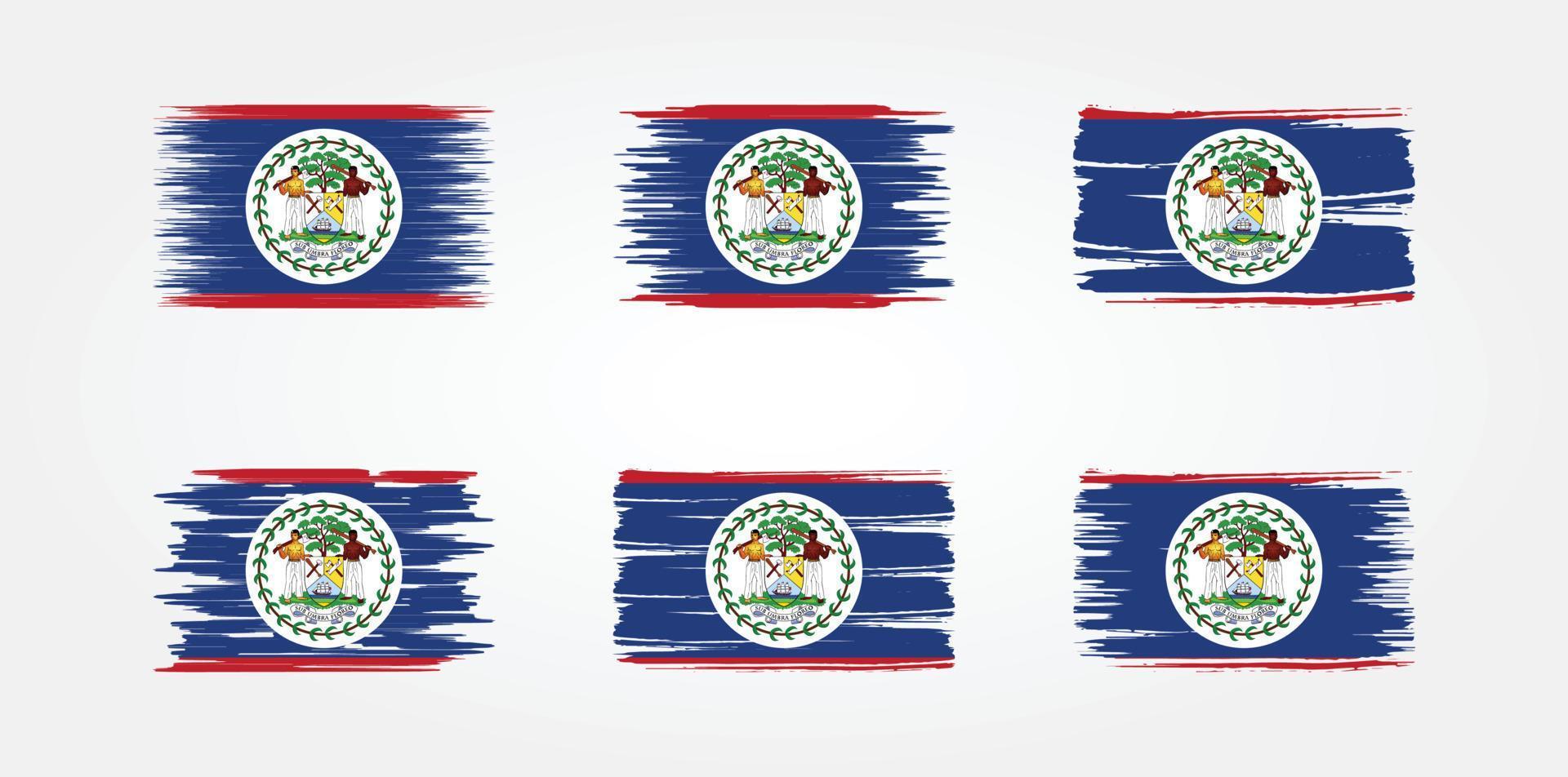 Belize Flag Brush Collection. National Flag vector