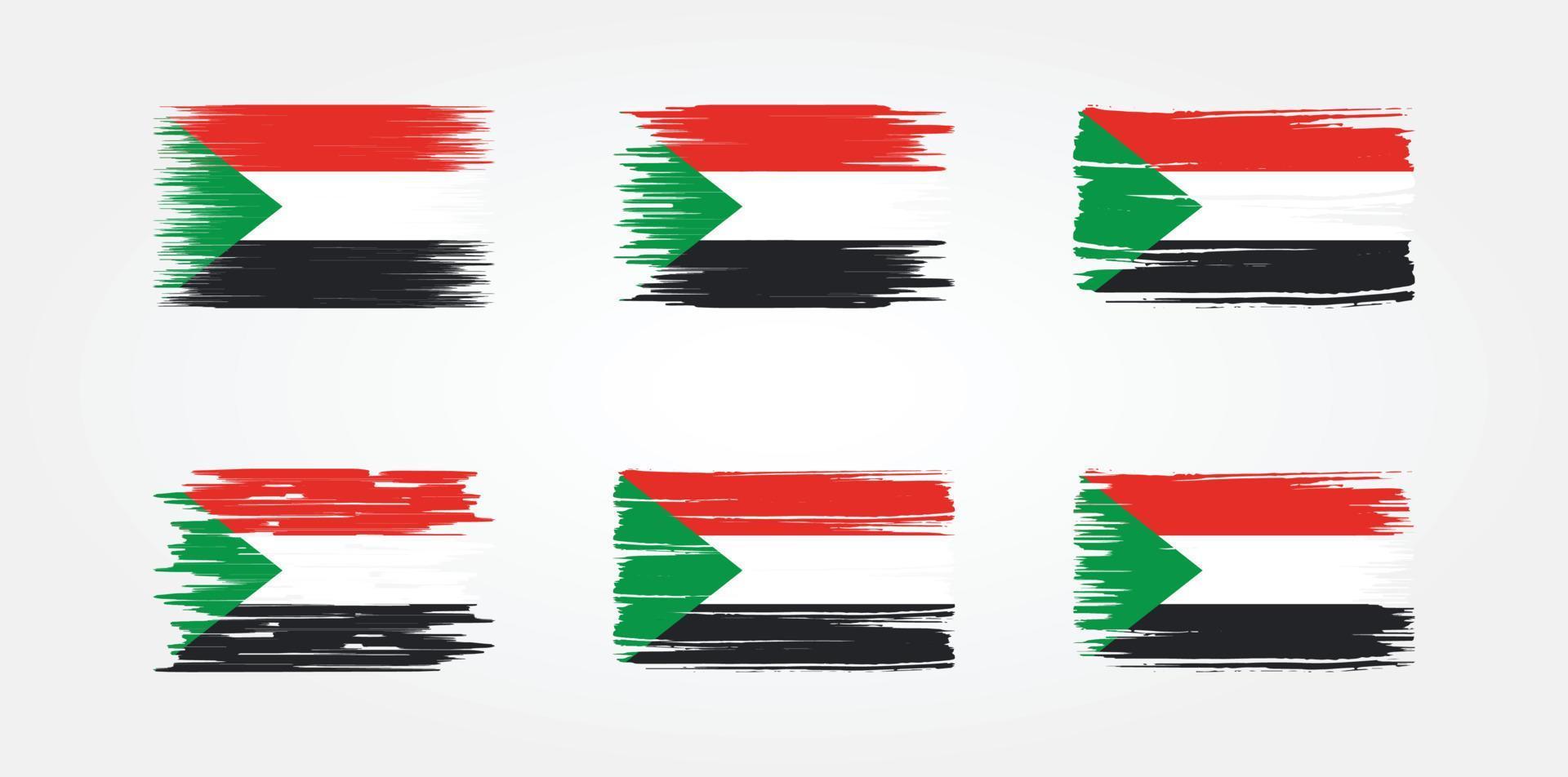 Sudan Flag Brush Collection. National Flag vector