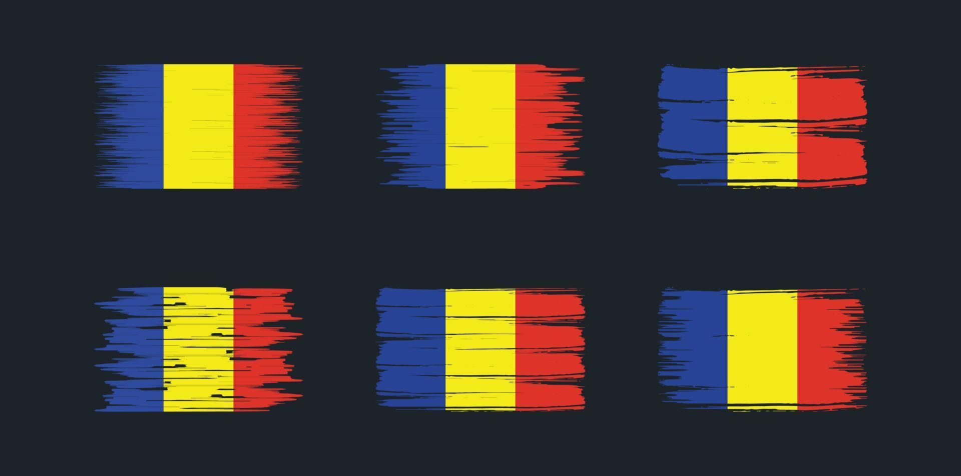 colección de pinceles de bandera de rumania. bandera nacional vector