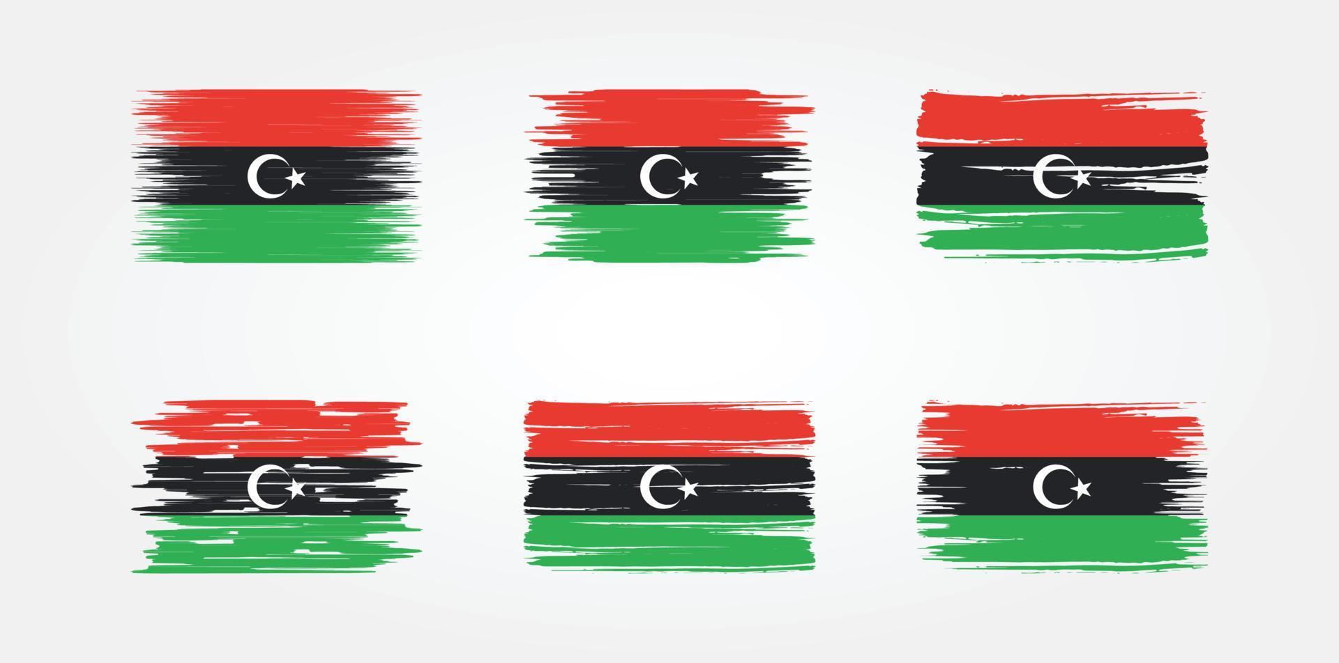 colección de pinceles de bandera de libia. bandera nacional vector