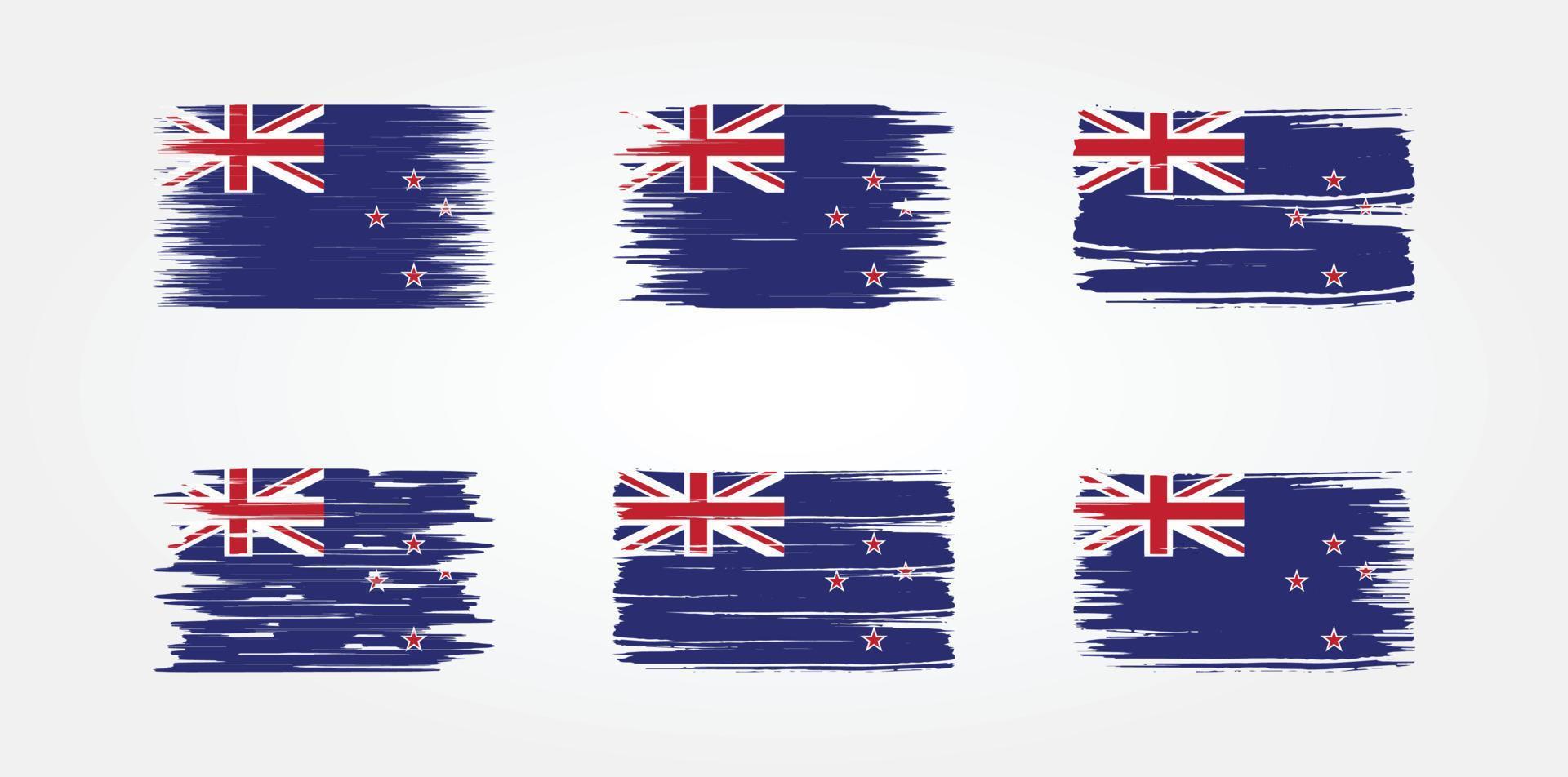 colección de pinceles de bandera de nueva zelanda. bandera nacional vector