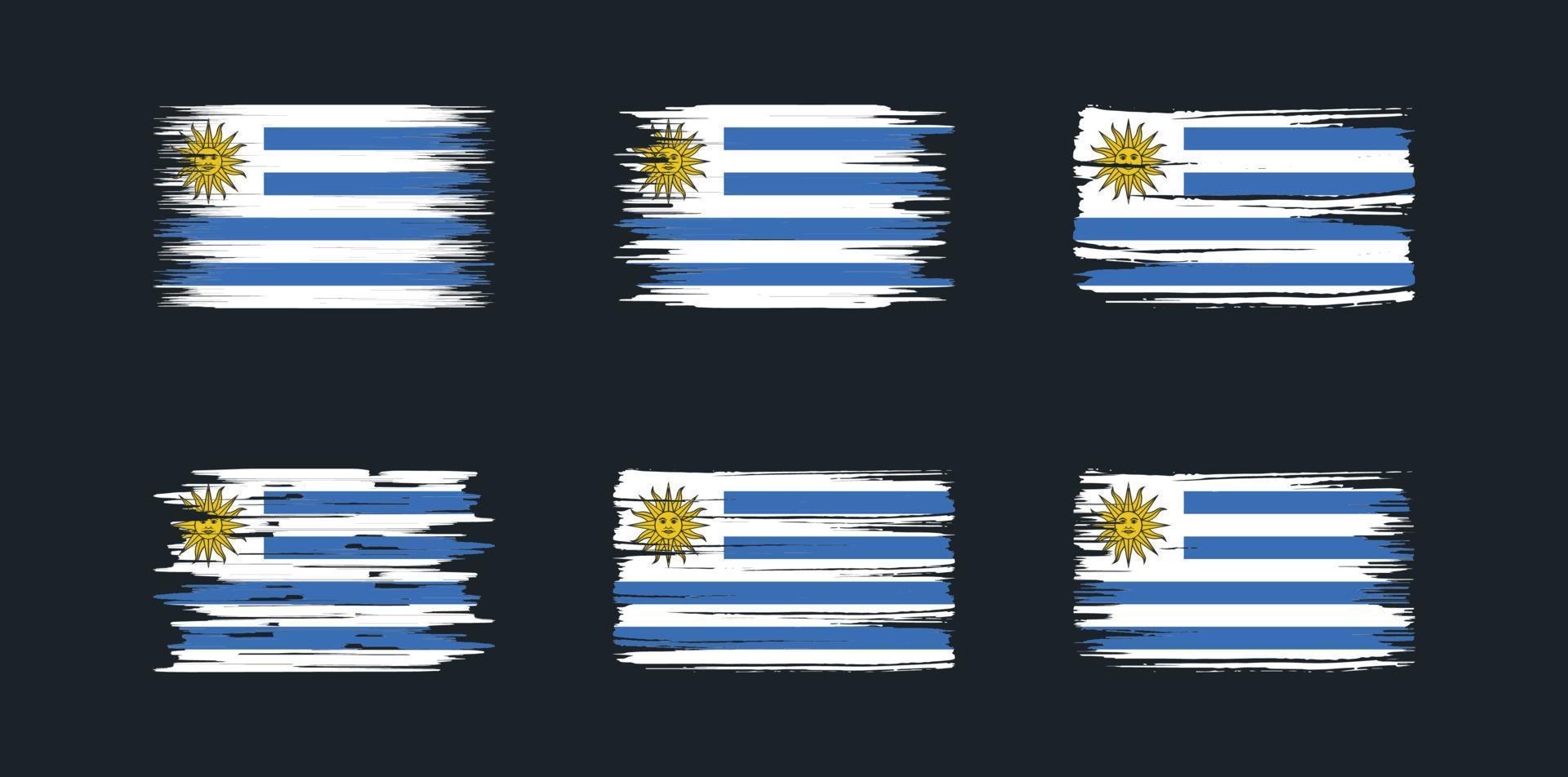 colección de pinceles de bandera de uruguay. bandera nacional vector