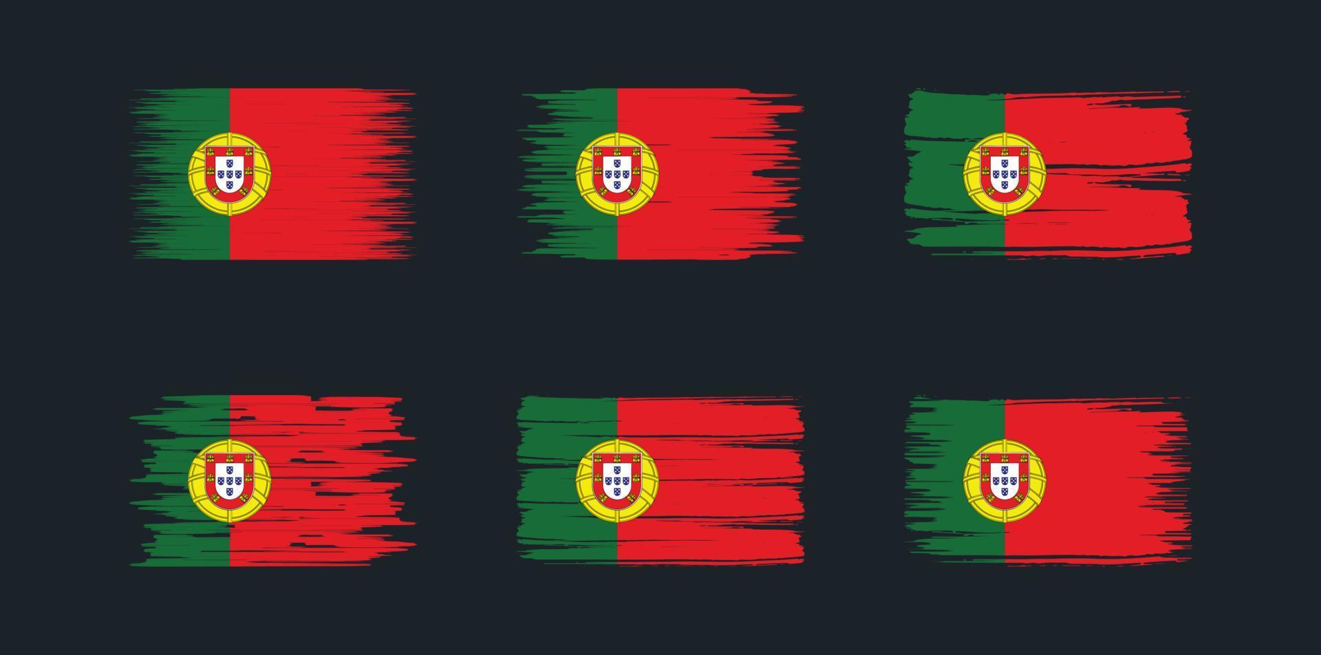colección de pinceles de bandera portuguesa. bandera nacional vector