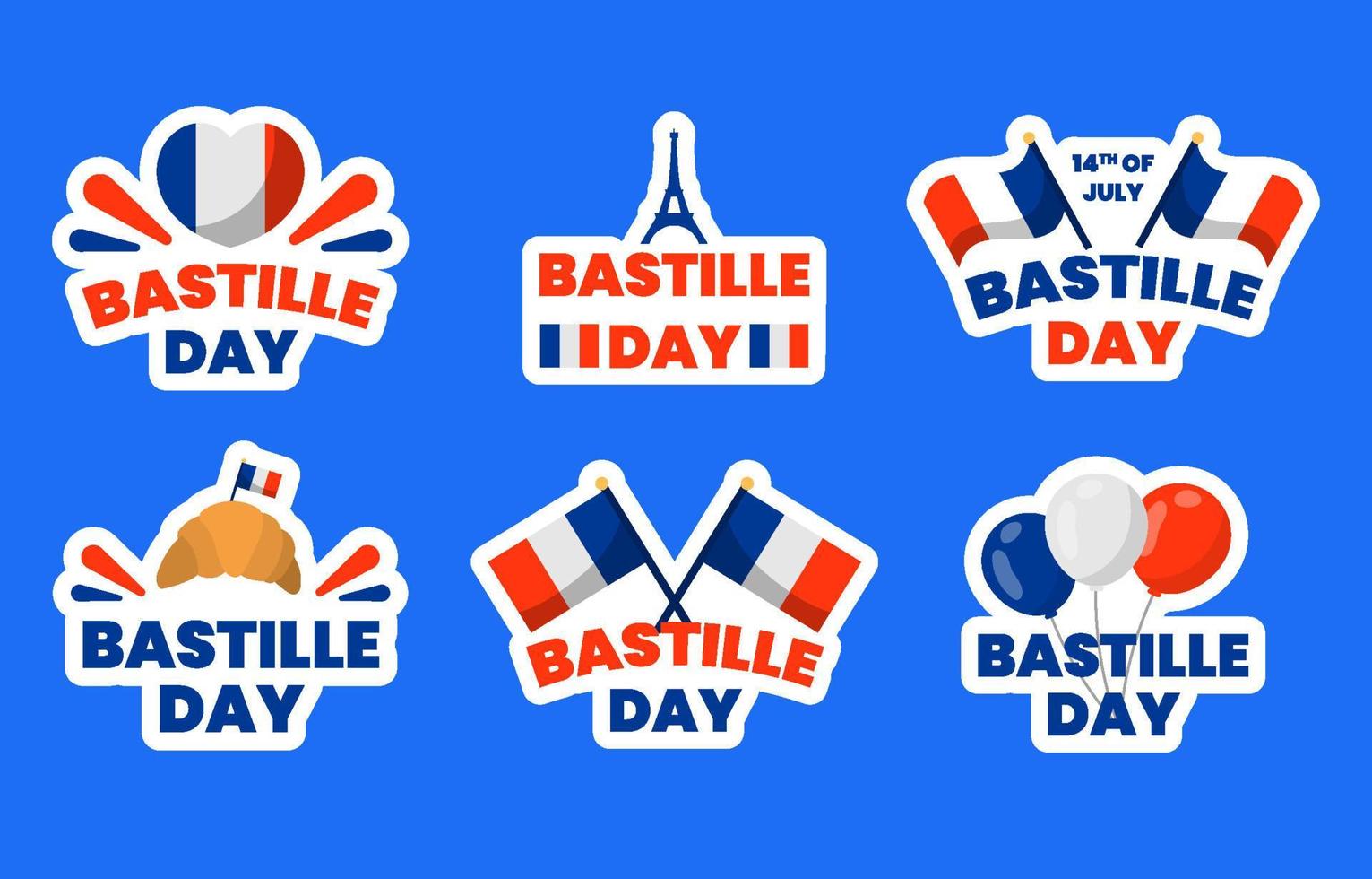 Bastille Day Sticker Collection vector