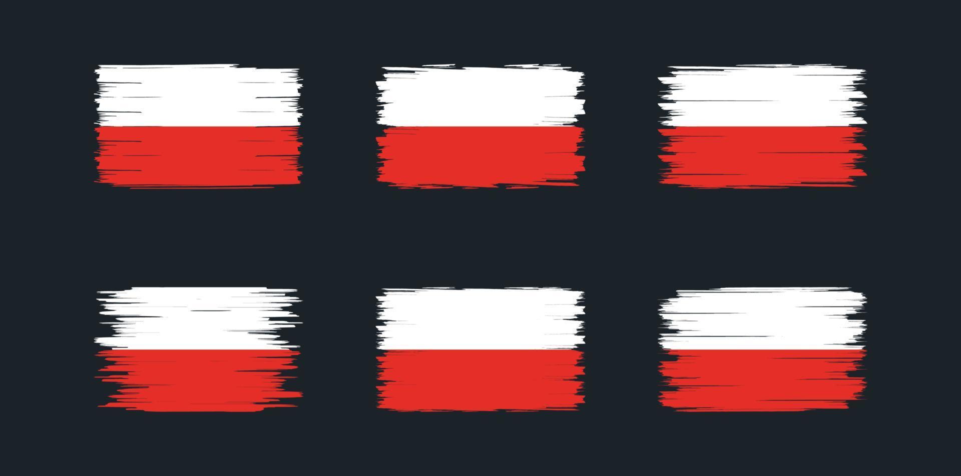 colección de pinceles de bandera de polonia. bandera nacional vector