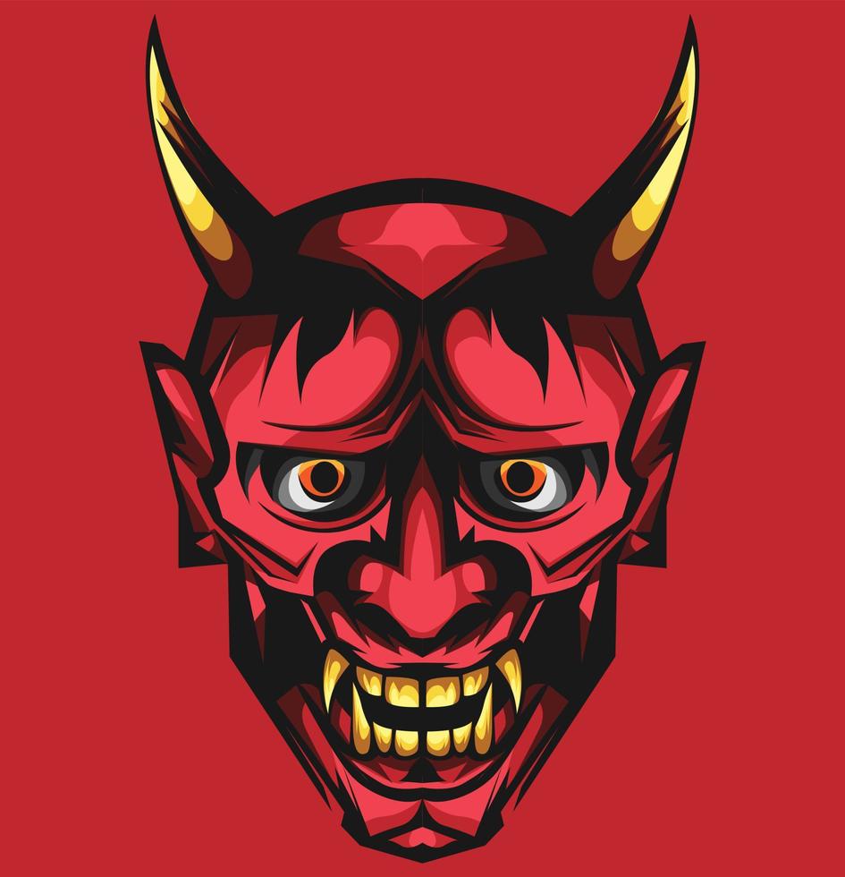 oni mask demon red illustration design vector