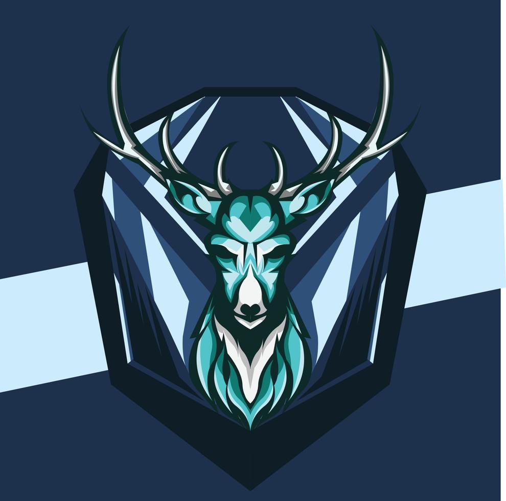 Ilustración de diseño de vector de cabeza de ciervo de logotipo de esport