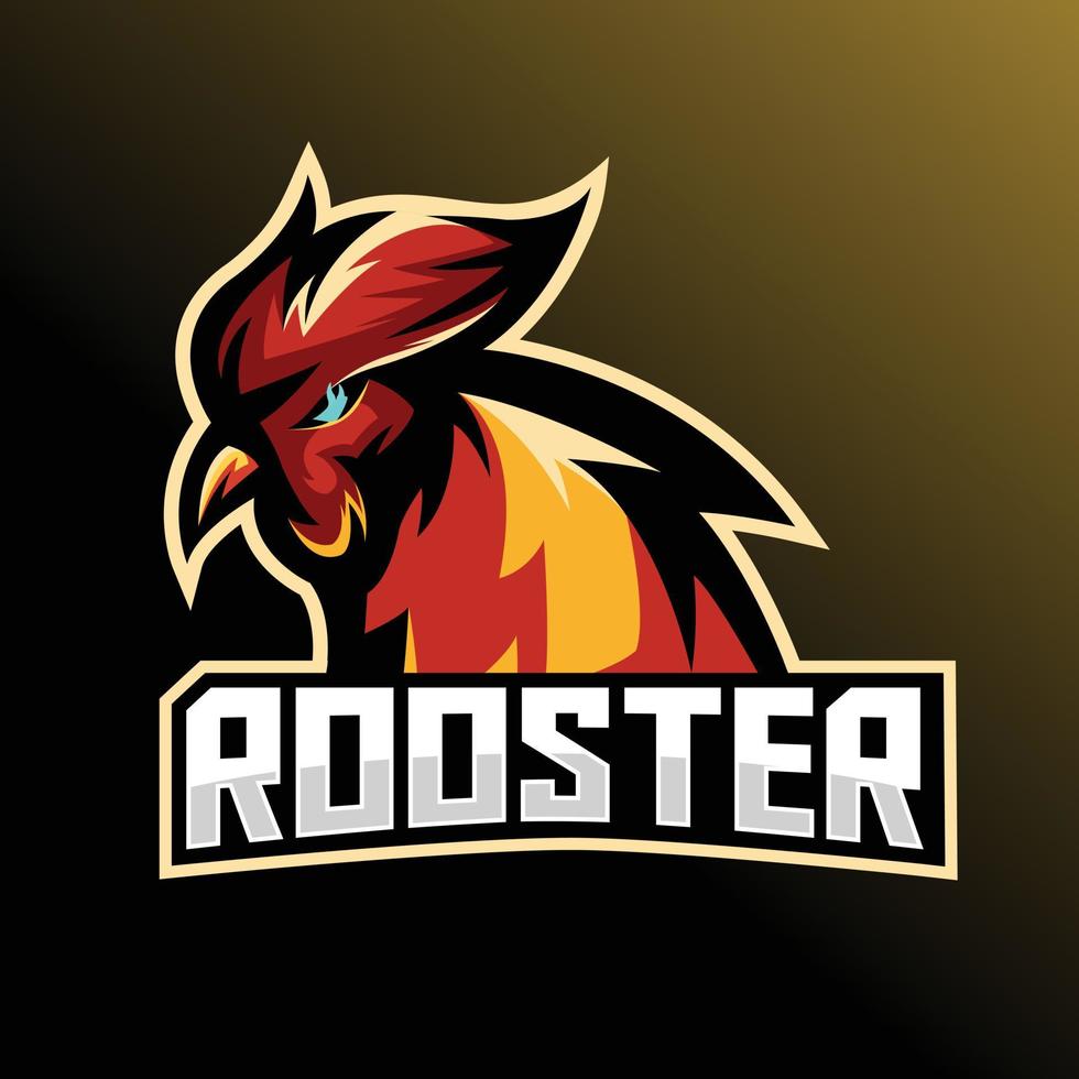 Rooster mascot logo Esport gaming design vector