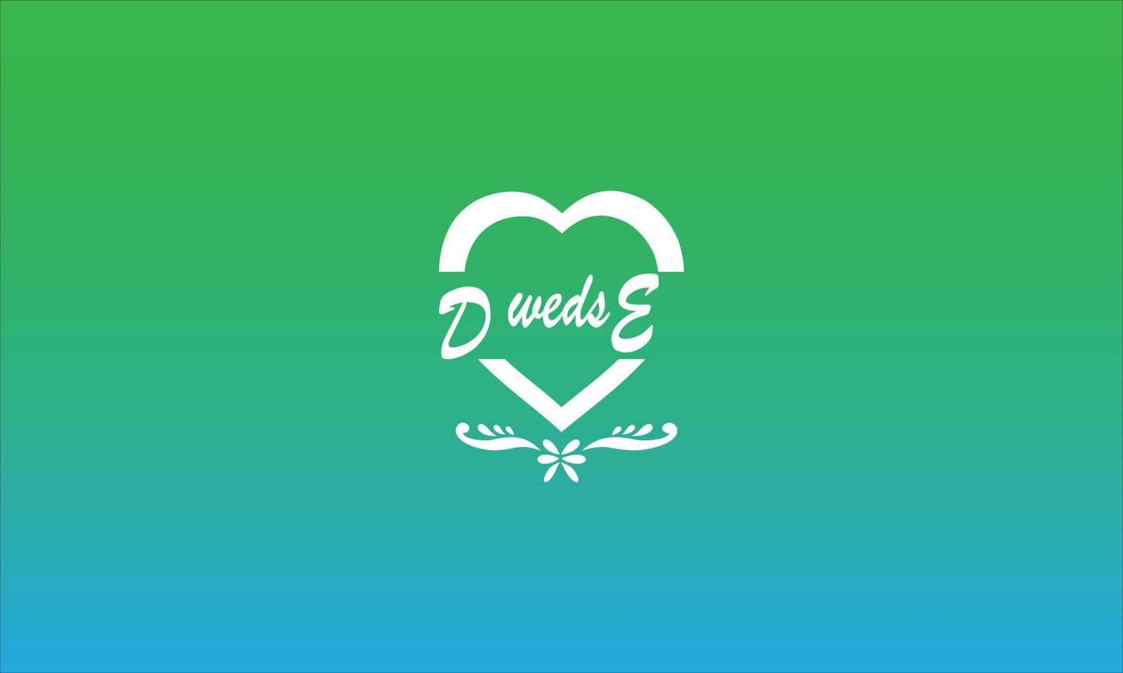 Alphabet D and E logo couple name for wedding save the date monogram bride and groom vector