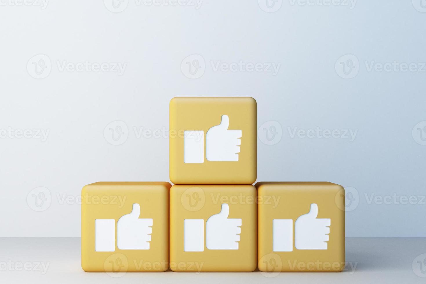 Like icon designed 3d box with white background. 3d rendering photo