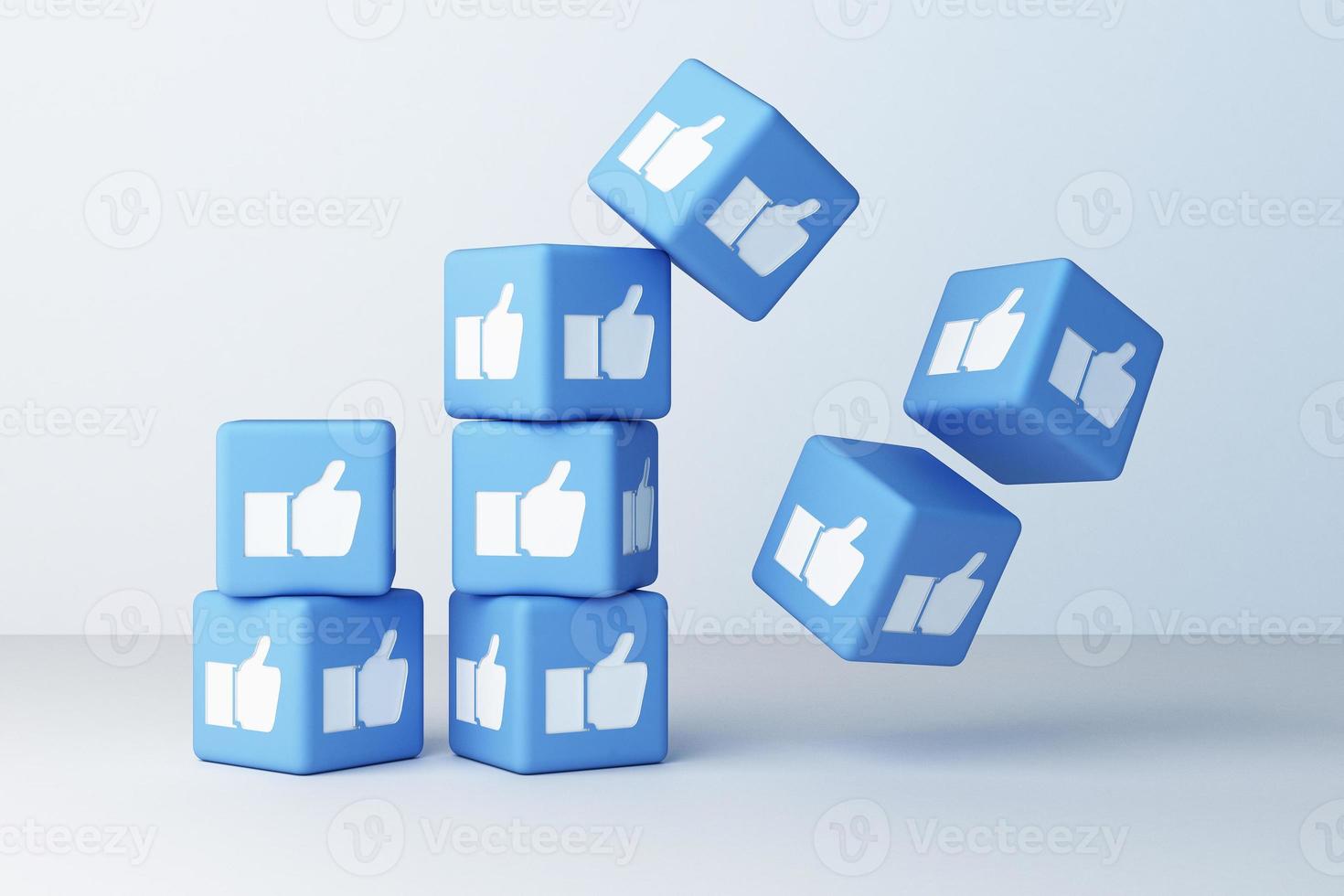 Like icon designed 3d box with white background. 3d rendering photo