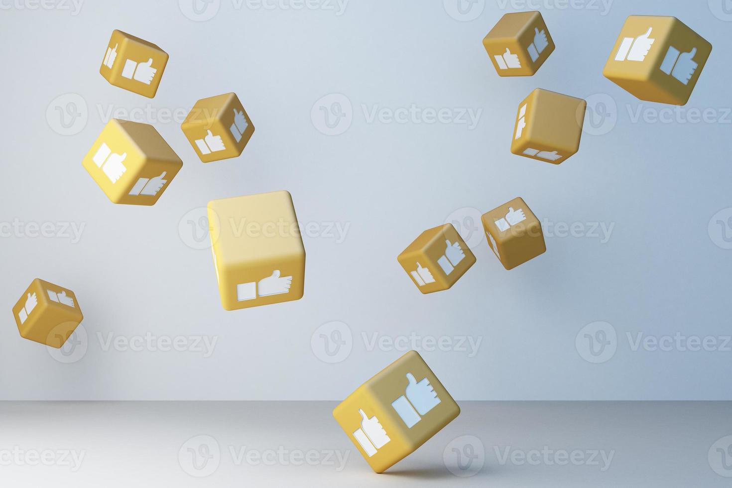 Like icon designed 3d box with white background. 3d rendering photo