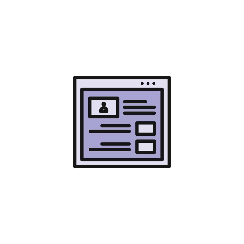 personal profile CV web page wireframe icon vector