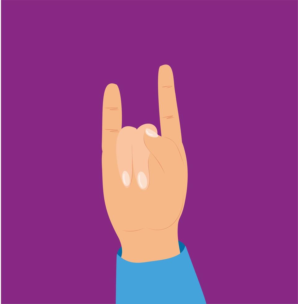 flat hand gesture rock symbol vector illustration