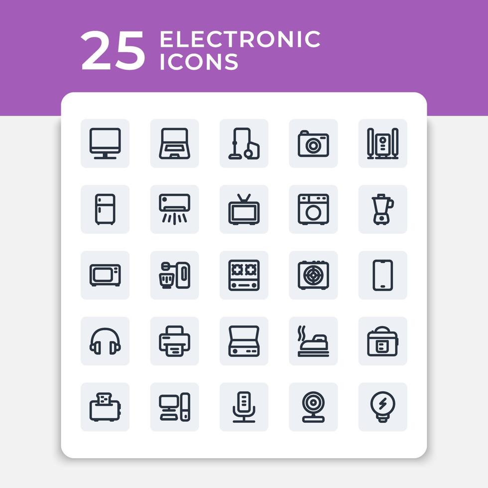 paquete vectorial editable de iconos de línea electrónica. símbolos de primera calidad. colección de iconos de vector de trazo para concepto, gráficos web y aplicación móvil. signos simples de línea delgada.