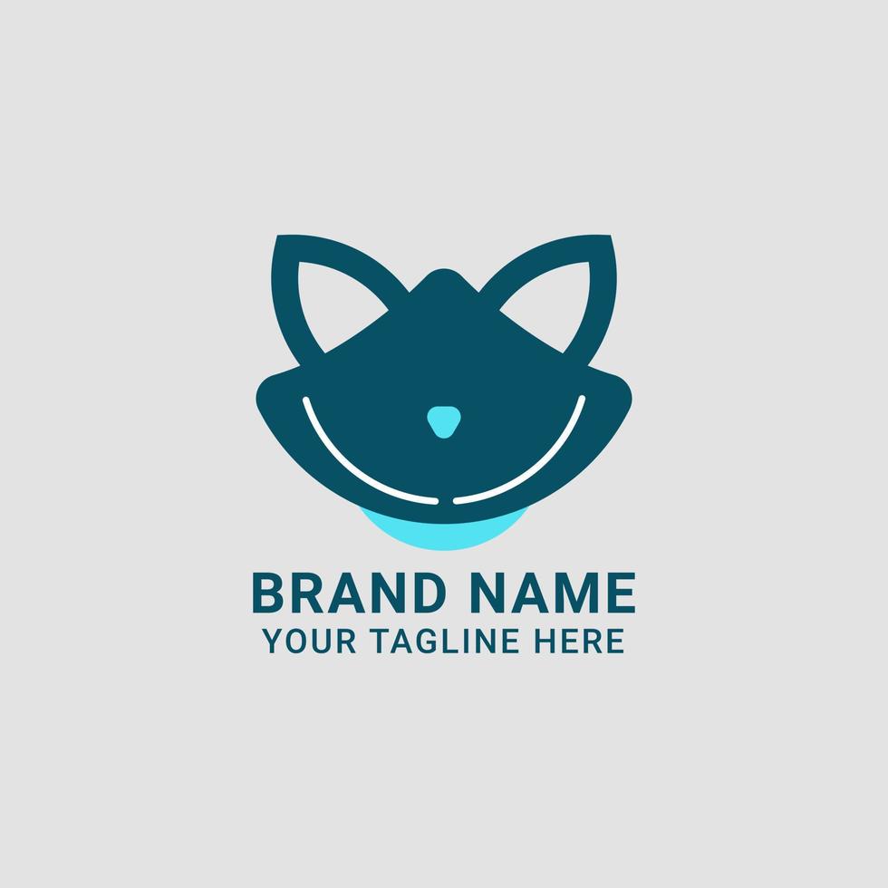 Abstract logo design with green color scheme isolated on grey background. Animal head silhouette logo. Suitable for simple branding of any company vector