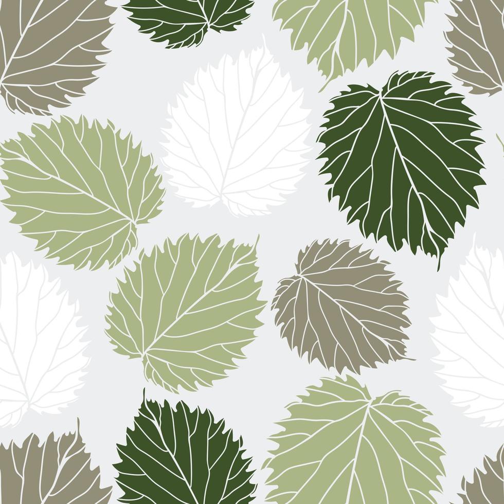 Beautiful leaves seamless pattern design. Vector hand-drawn leaves seamless pattern. Abstract trendy nature background. Pattern for wrapping paper, fabric, textile and prints.