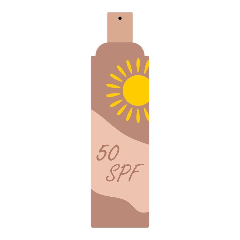 Vector illustration of sun protection spray and sun safety. Skin care.