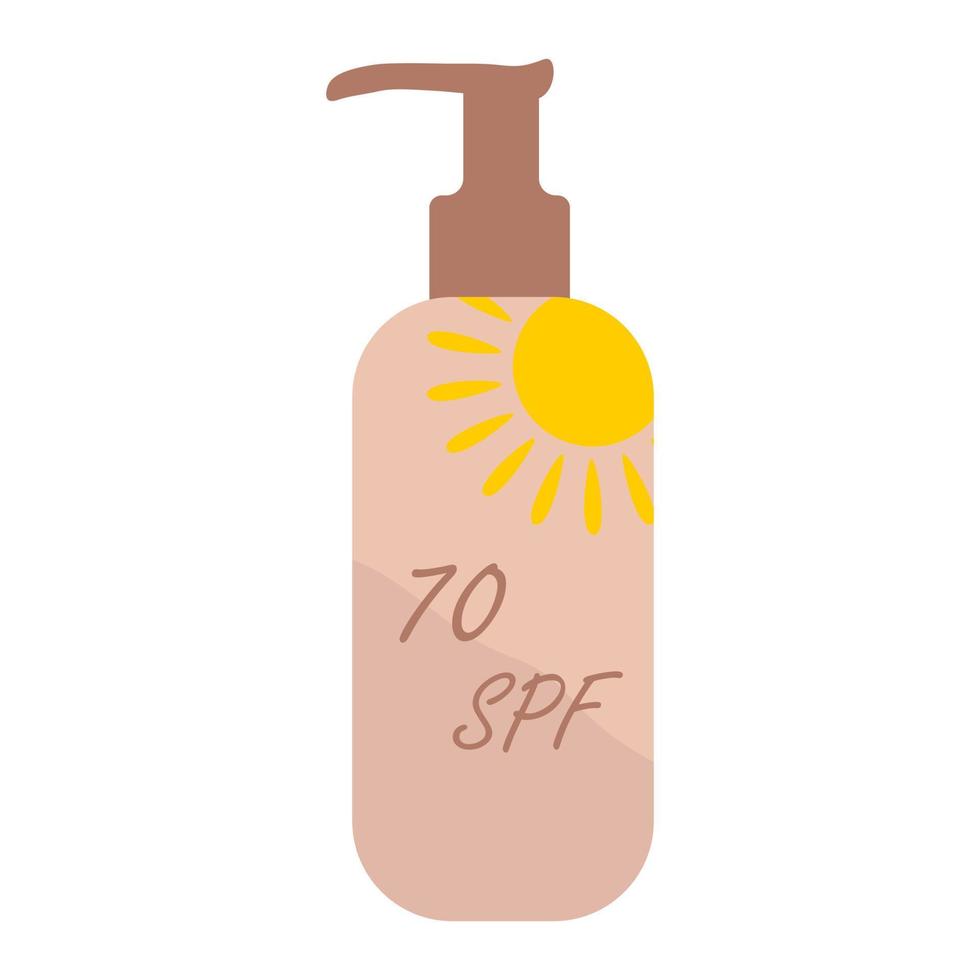 Vector illustration of a sunscreen with 50 spf. In a dispenser bottle.