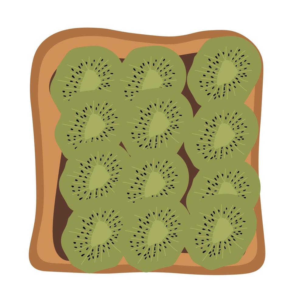 Toast with chocolate and kiwi. Healthy snack breakfast with berries and fruits. vector