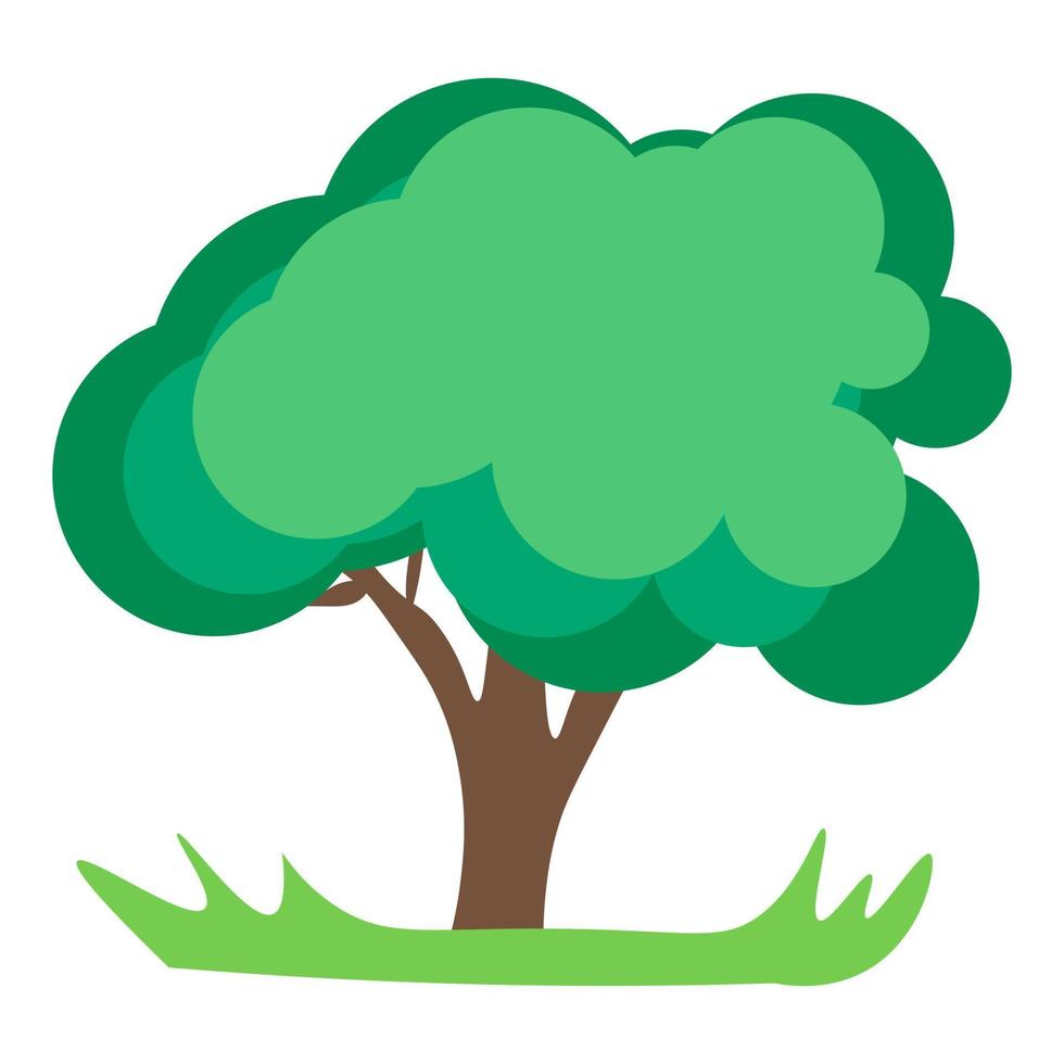 Abstract tree vector illustration in eps 10. Green tree on the meadow