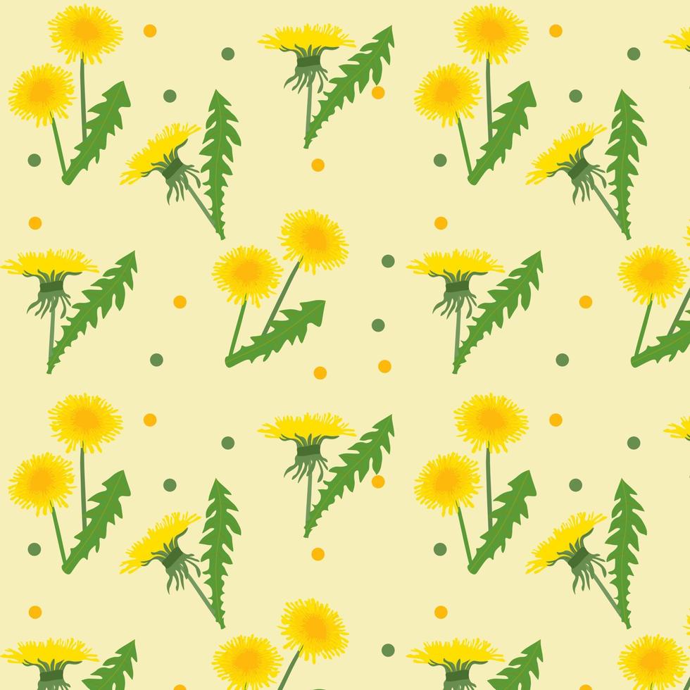 seamless floral pattern.Yellowy Background with dandelions vector