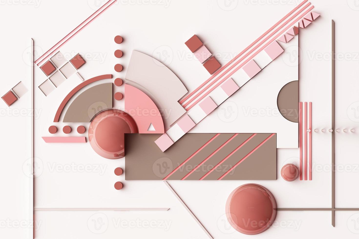 Design with composition of geometric memphis style shapes in pastel tone. 3d rendering illustration photo