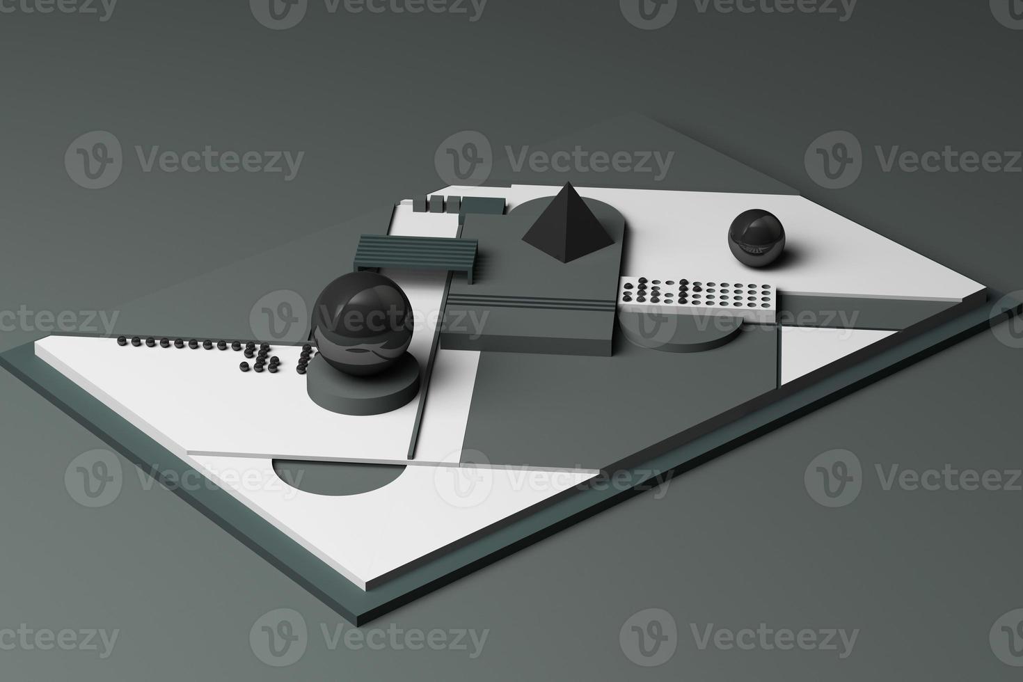 Design with composition of geometric memphis style shapes in pastel tone. 3d rendering illustration photo