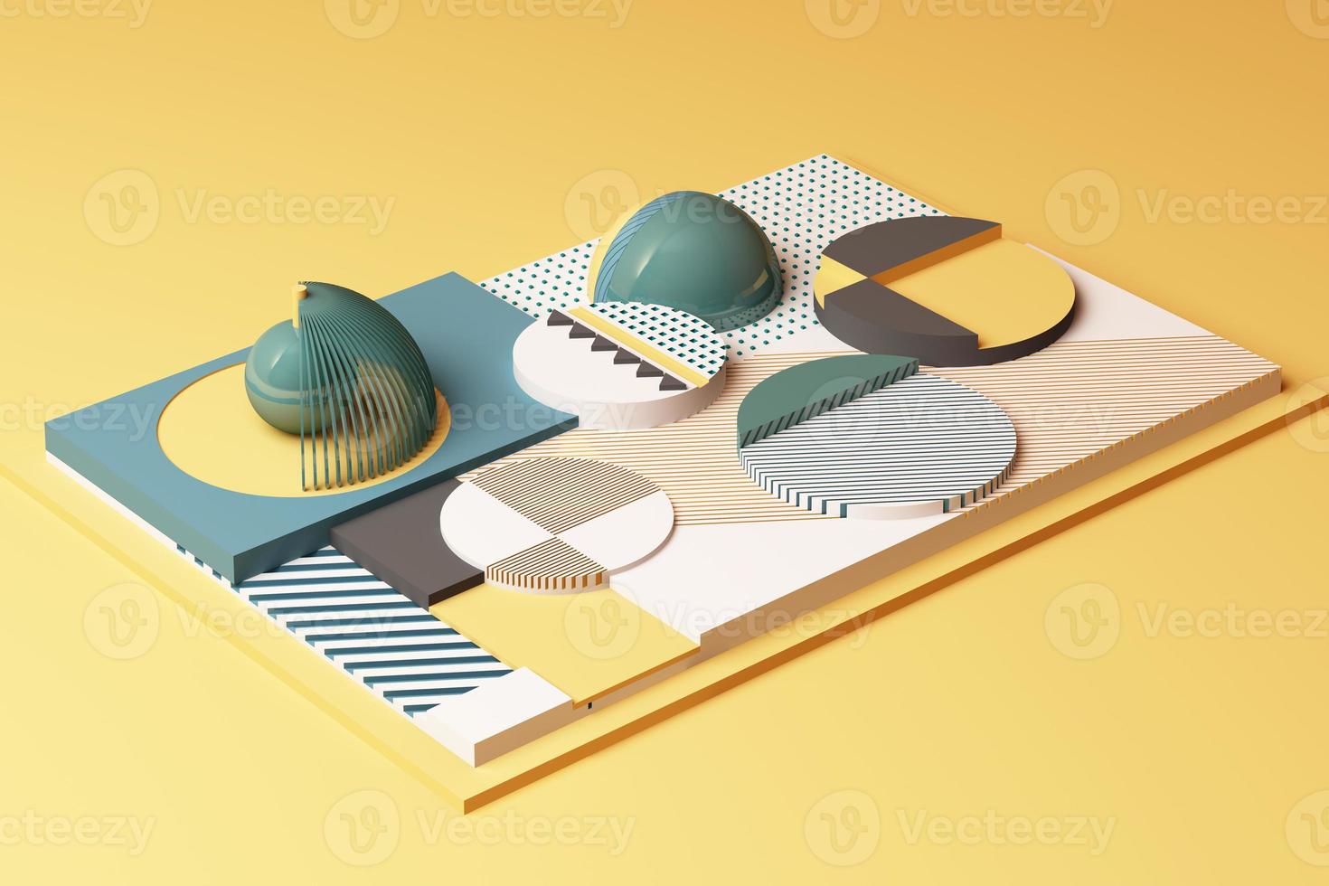 Design with composition of geometric shapes in pastel tone. 3d rendering illustration photo