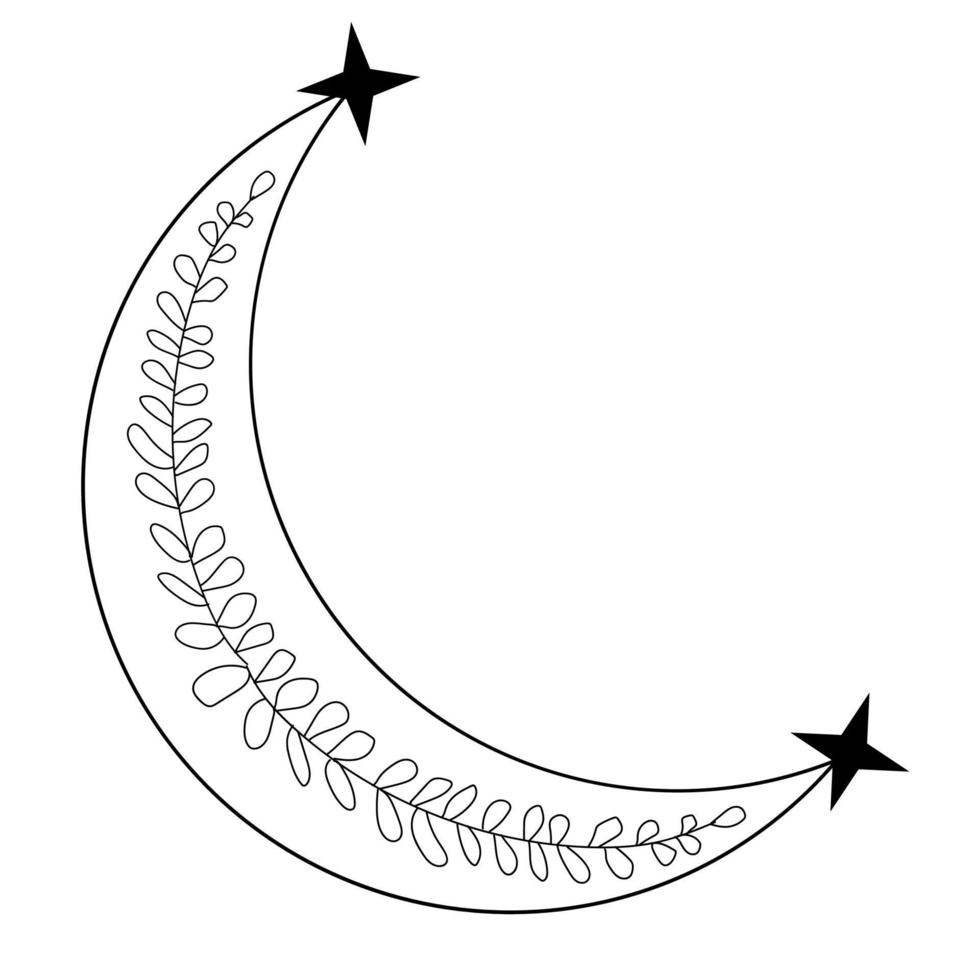 Vector doodle illustration mystical stylized moon, magic vector