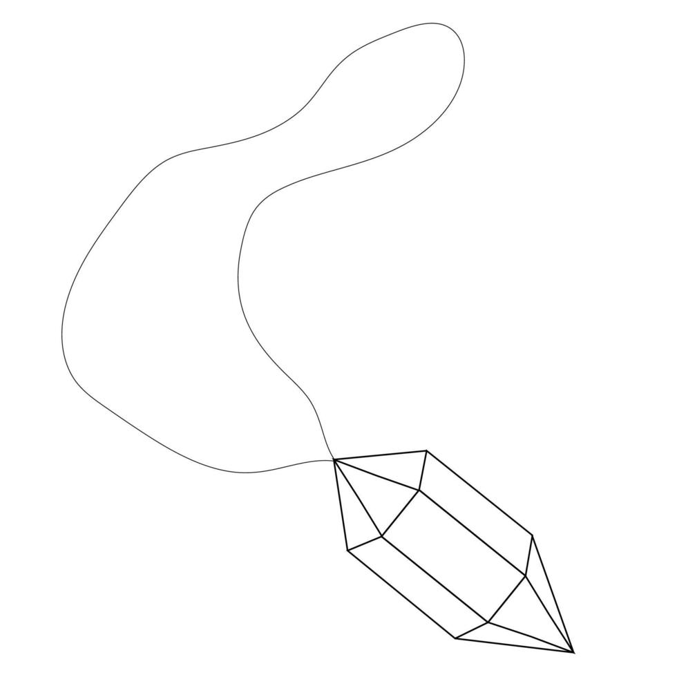Illustration minimalistic doodle crystal on a chain vector