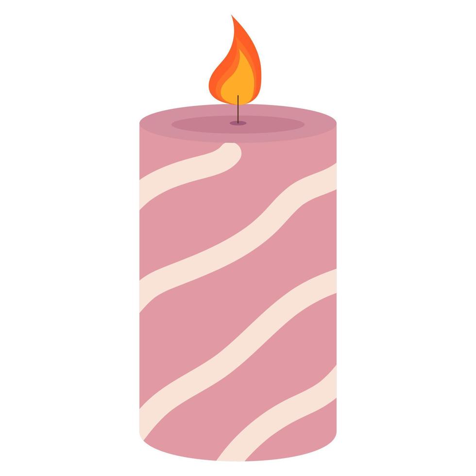 ilustración vectorial de una linda vela rosa. decoración para el hogar y la comodidad vector