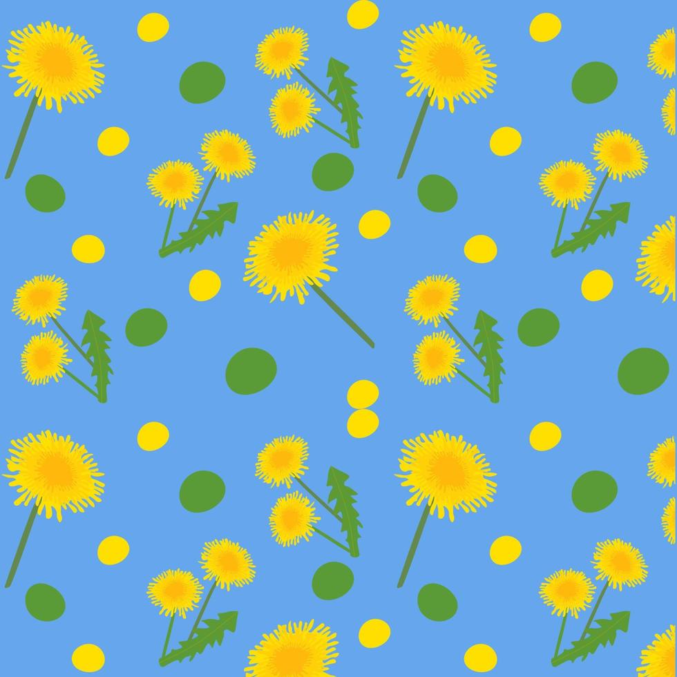 seamless floral pattern.Blue Background with dandelions vector