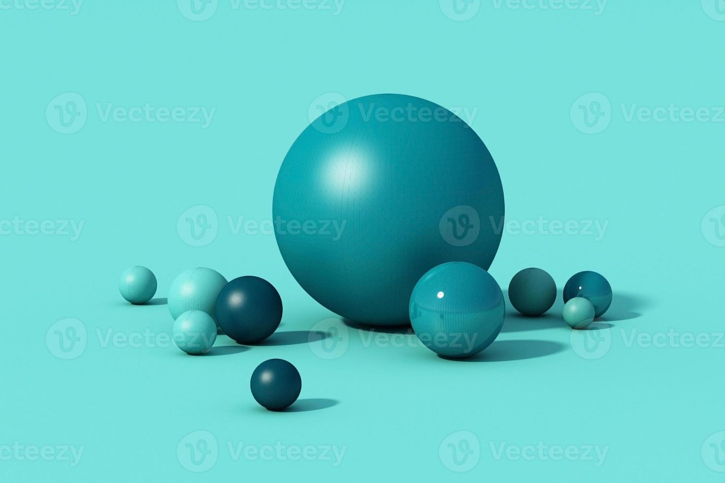 Geometric shapes with environment reflected on sphere. 3d rendering photo