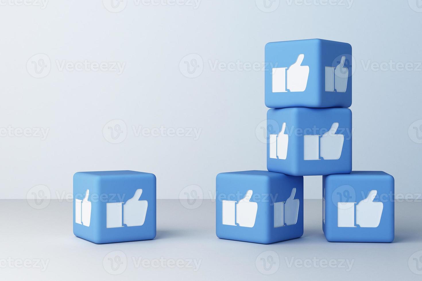 Like icon designed 3d box with white background. 3d rendering photo