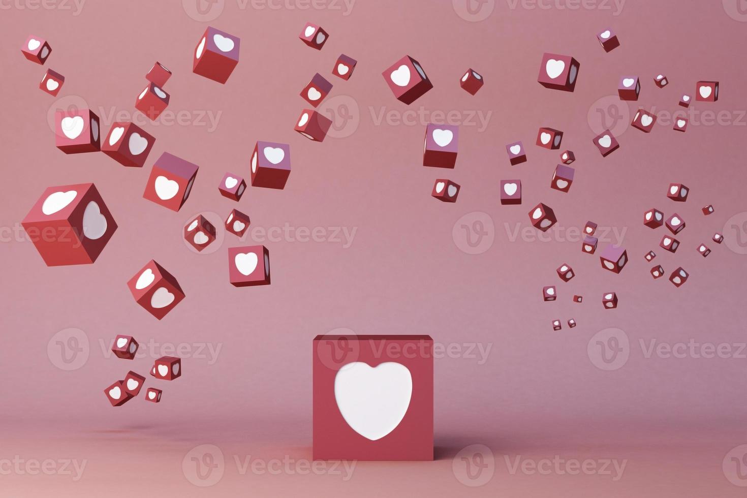 Heart Emoji and icon box. 3d rendering photo