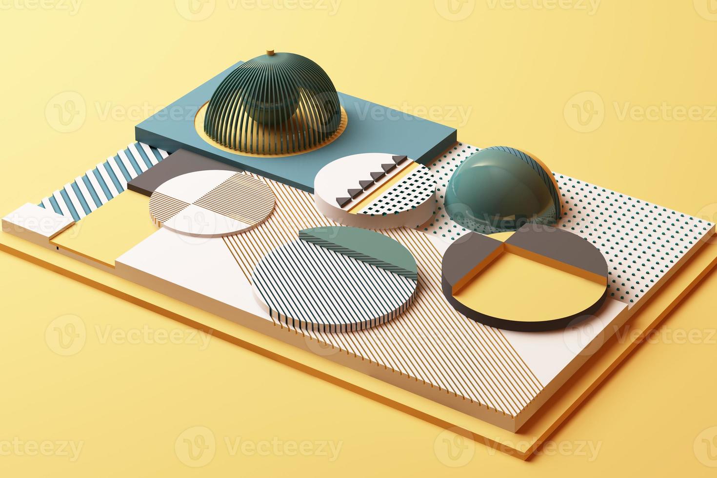 Design with composition of geometric shapes in pastel tone. 3d rendering illustration photo