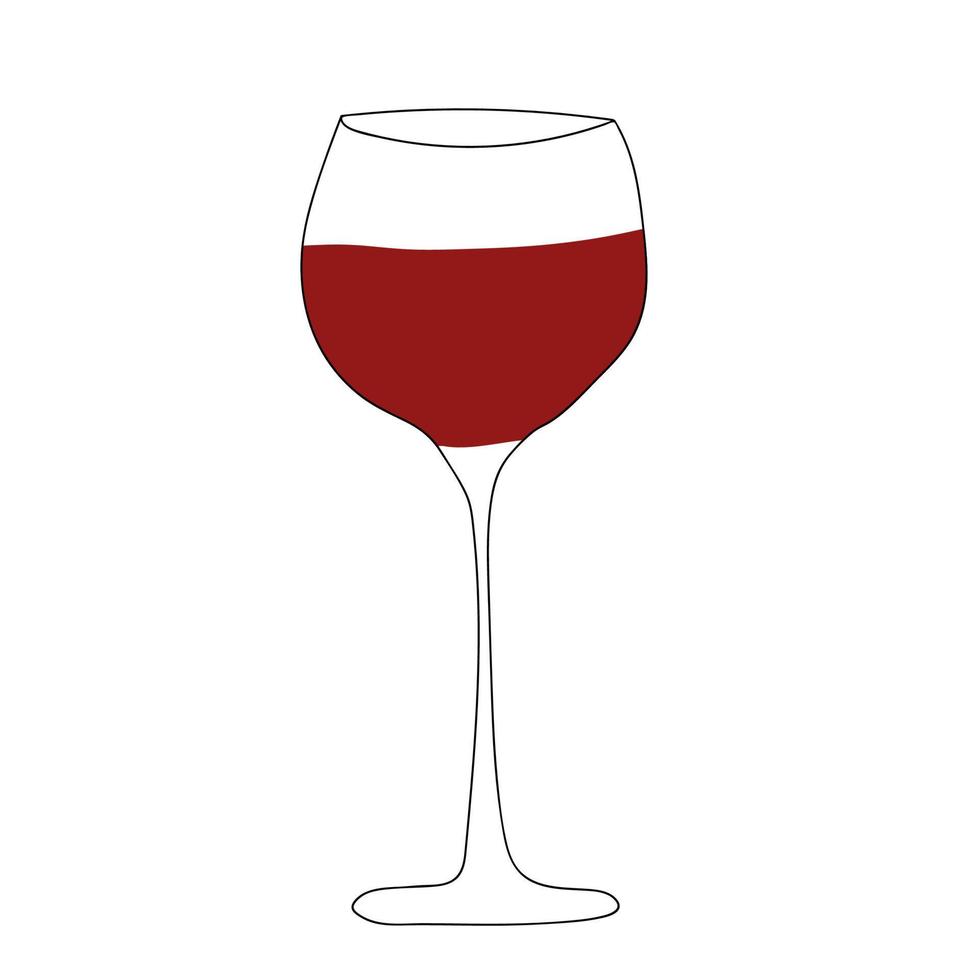 Glass with red wine. Vector doodle illustration for design, red wine.