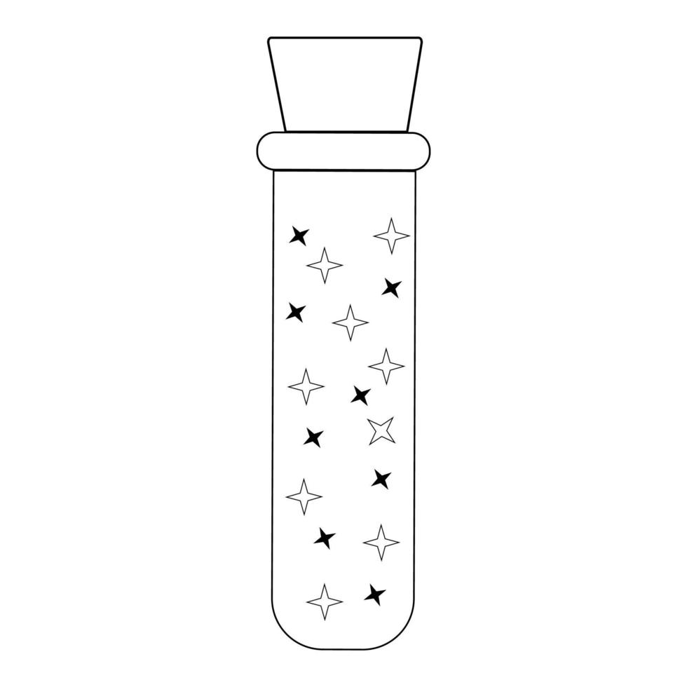 Vector doodle illustration of potion bottle with stars inside