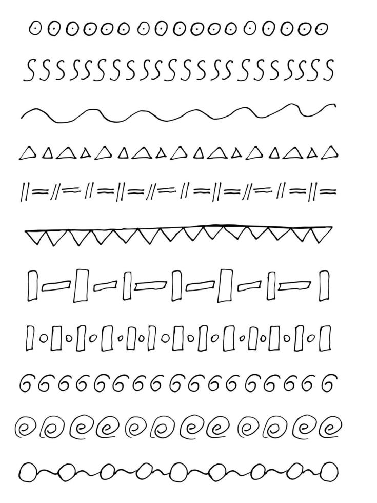 Set of vector illustrations doodle set of brushes for design,