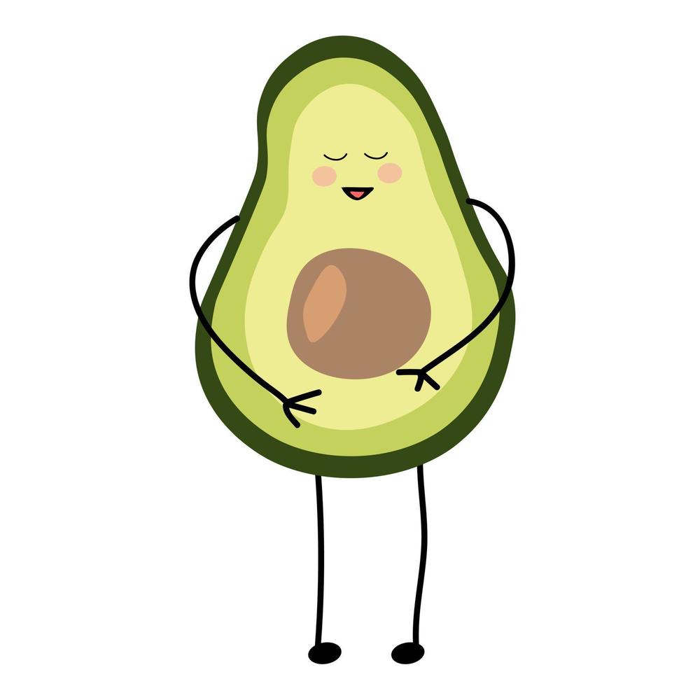 Vector illustration character avocado cheerful laughing.