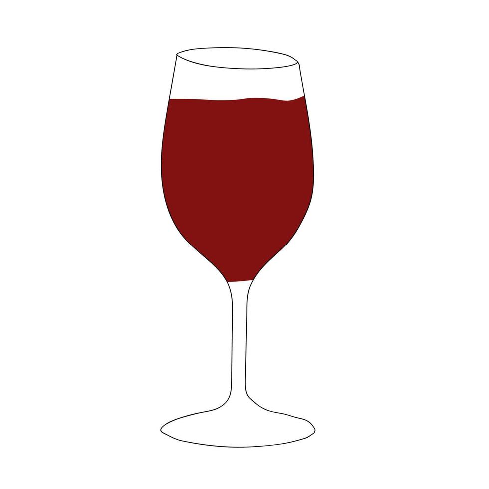 Glass with red wine. Vector doodle illustration for design, red wine.