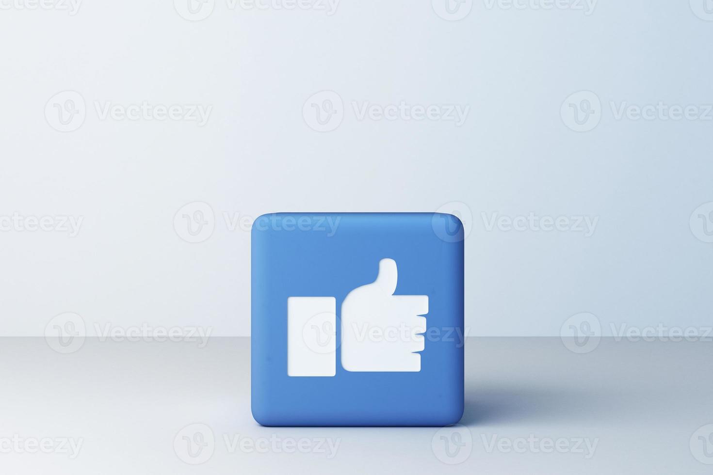 Like icon designed 3d box with white background. 3d rendering photo