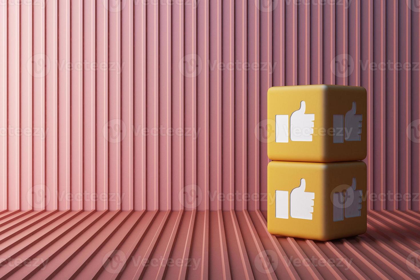 Like icon designed 3d box with white background. 3d rendering photo