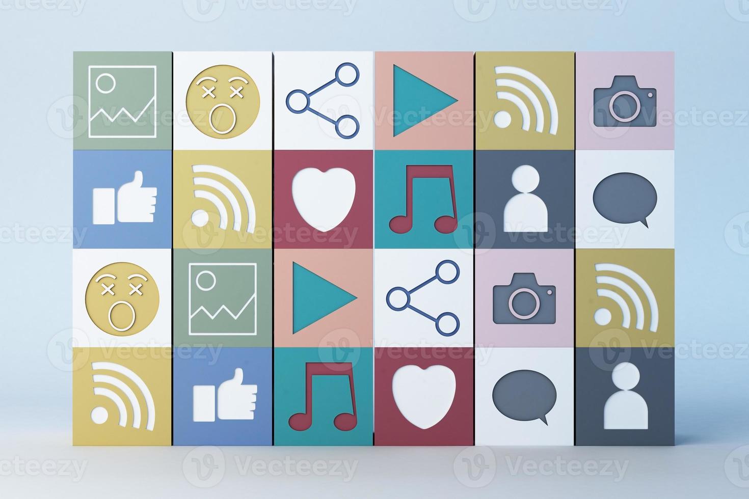 social media icon Heart Emoji and icon box. 3d rendering photo