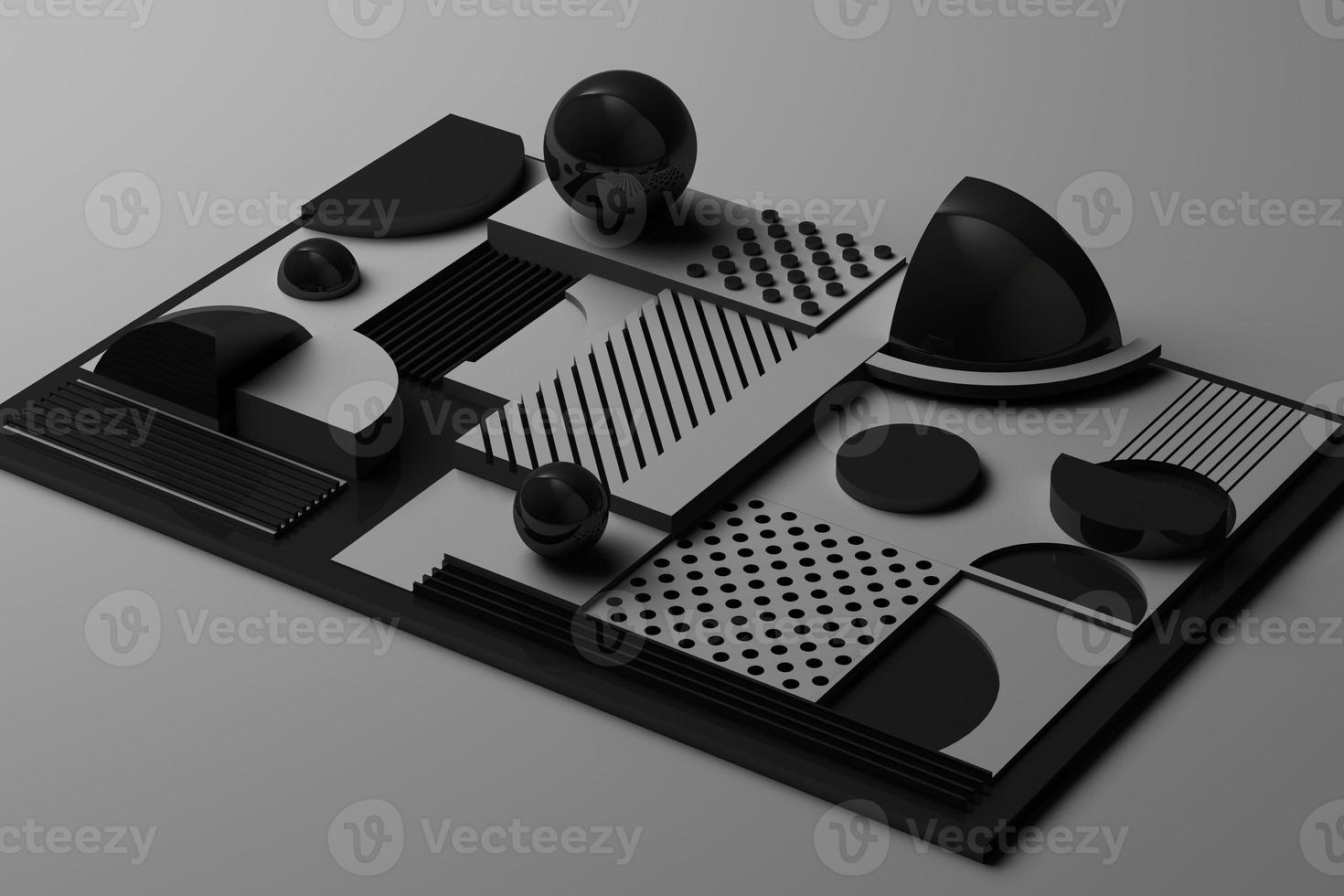 Design with composition of geometric memphis style shapes in pastel tone. 3d rendering illustration photo