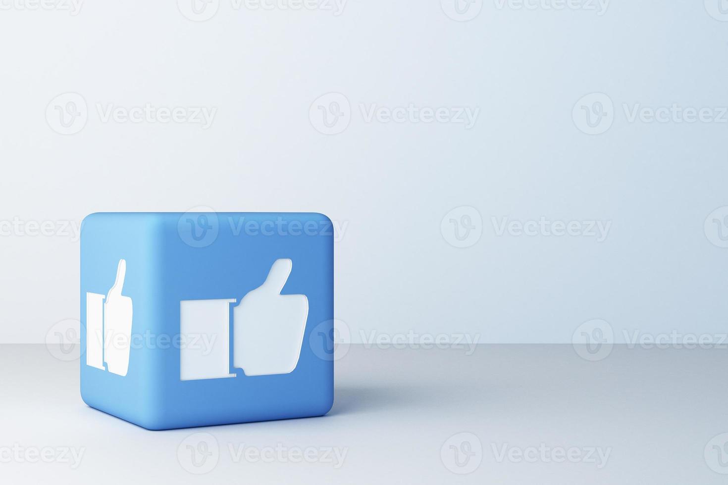 Like icon designed 3d box with white background. 3d rendering photo