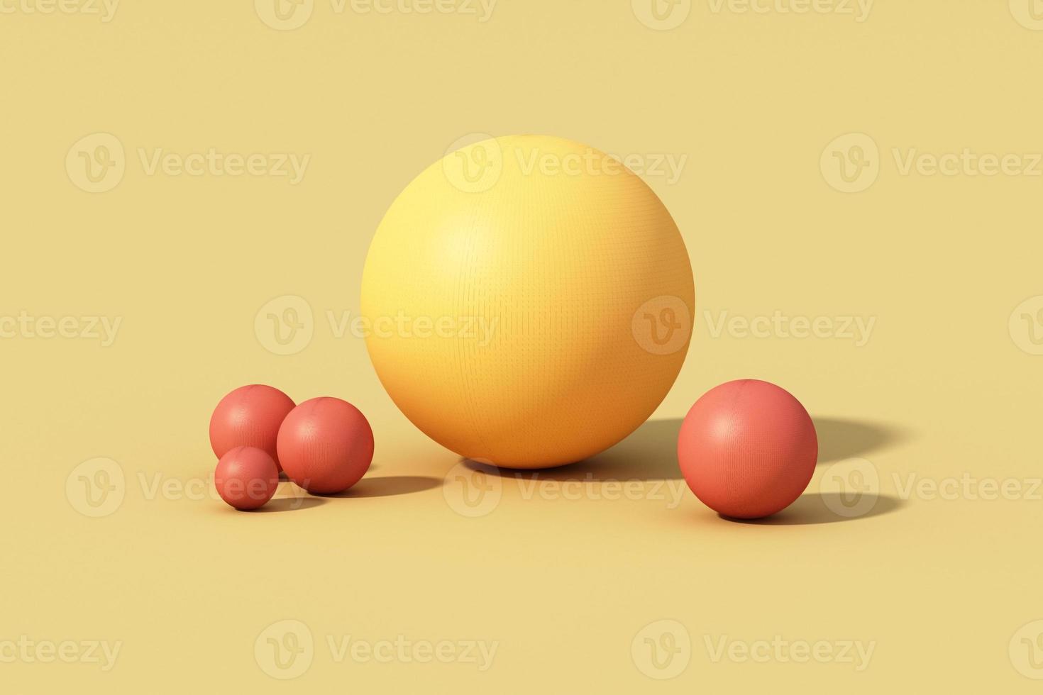 Geometric shapes with environment reflected on sphere. 3d rendering photo